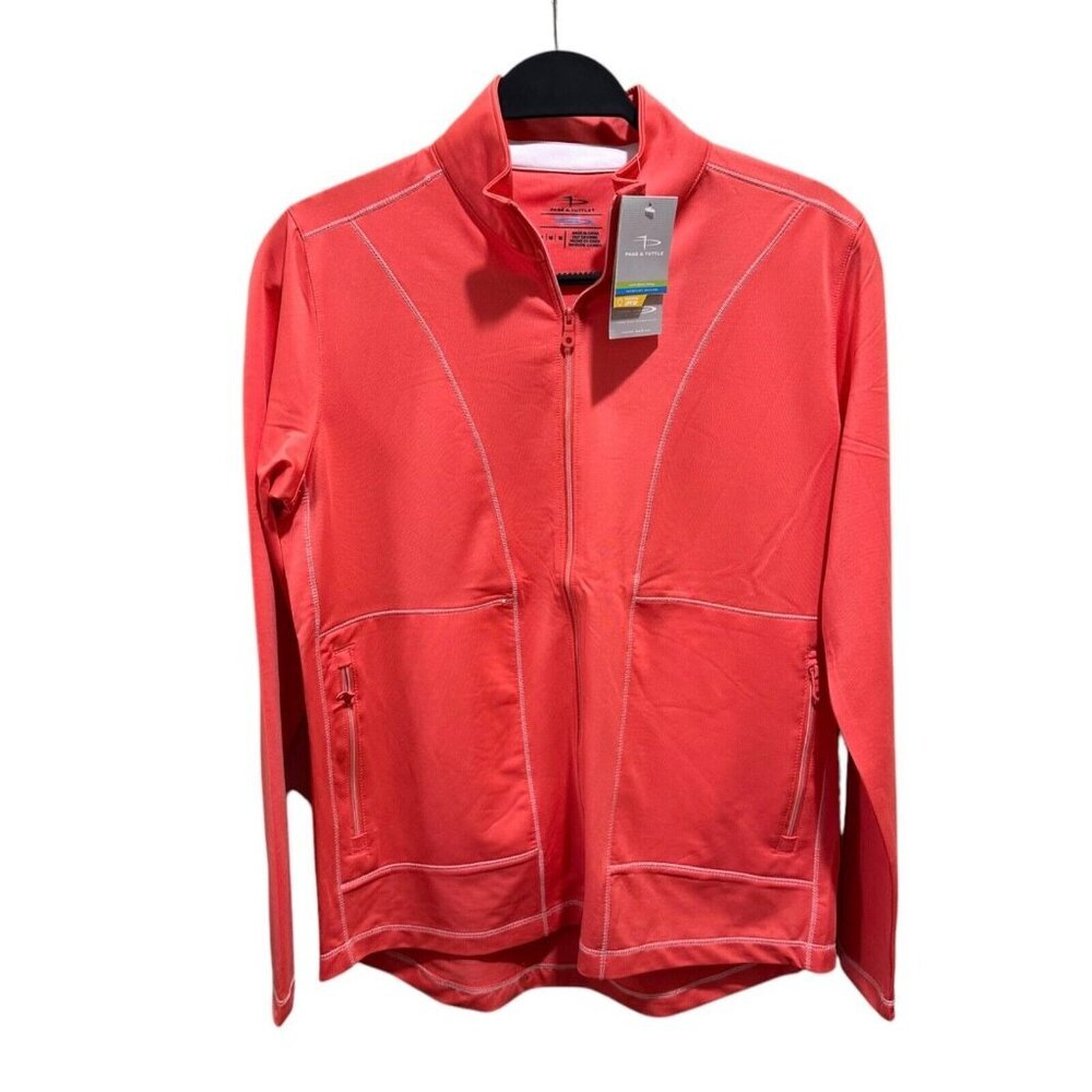 Page & Tuttle Women Size M Cool Swing Full Zip Jacket Coral Pink UPF 30+ NWT NEW